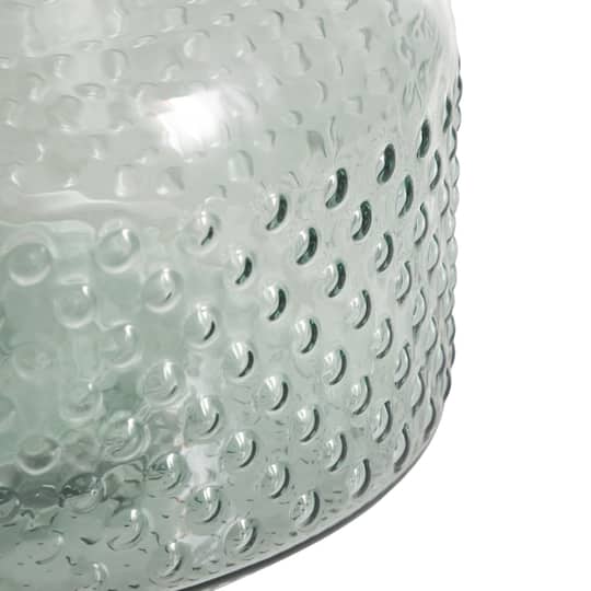 12.25" Green Glass Wide Spotted Decorative Vase